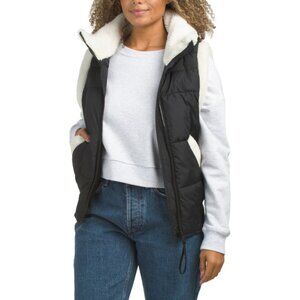 S13 Black/White Vest With Knit Waistband And Sherpa Trim